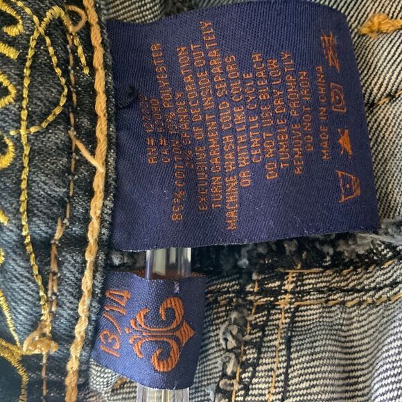 Dereon Dark Wash Contrast Stitching Decorative Pockets Relaxed Fit Jeans 13/14 - Picture 15 of 15